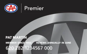 CAA Premier membership card